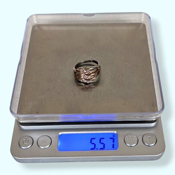 (2/$20) Pink Rhinestone Wave Ring - Picture 5 of 6